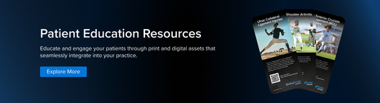 Three patient education resource cards on orthopedic injuries.