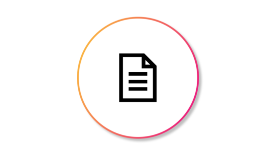 Banner featuring a document icon enclosed in a black outlined circle