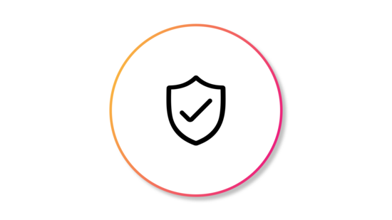 Banner featuring an icon of a shield, enclosed in a black outlined circle