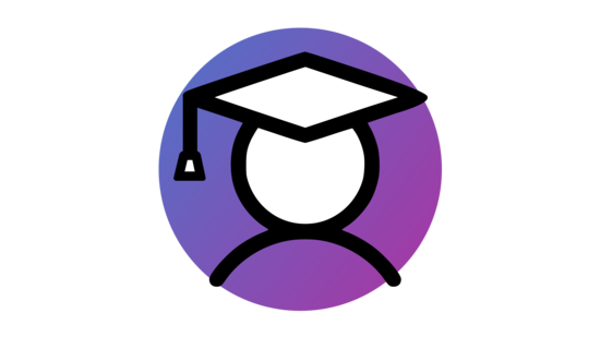 PXA FREE learning path thumbnail featuring a graduation cap icon on a white screen, set against a circular gradient blue purple background