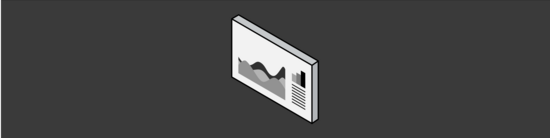 simple three-dimensional icon of a user interface with graphs
