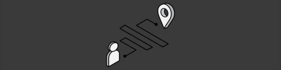 simple three-dimensional icon of a map guiding a person toward a destination
