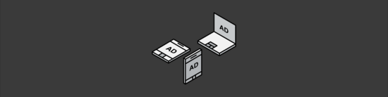 simple three-dimensional icon of a laptop and two mobile devices