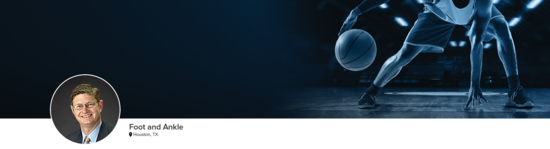 Professional headshot of Dr. Wukich (Foot and Ankle; Houston, TX) and a photograph of a basketball player to represent foot and ankle specialty.