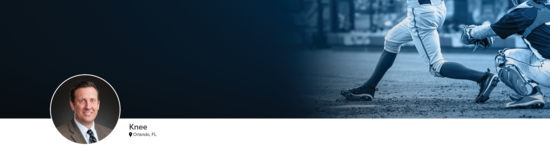 Professional headshot of Dr. Osbahr (Knee; Orlando, FL) and a photograph of a baseball player representing knee specialty.