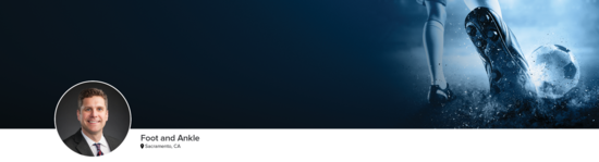 Professional headshot of Dr. Giza (Foot and Ankle; Sacramento, CA) and a close-up photograph of a soccer player kicking a soccer ball to represent the foot and ankle specialty.