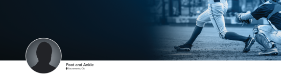 Silhouette of a professional headshot for Dr. Lian (Foot and Ankle; Sacramento, CA) and a photograph of a baseball player representing foot and ankle specialty.