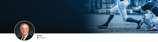 Professional headshot of Dr. Paletta (Knee; New York, NY) and a photograph of a baseball player representing knee specialty.