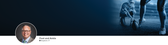 Professional headshot of Dr. DeJesus (Foot and Ankle; Naugatuck, CT) and a photograph of a football kicker to represent foot and ankle specialty.