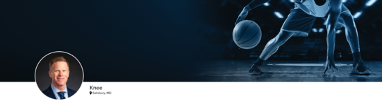 Professional headshot of Dr. Scopp (Knee; Salisbury, MD) and a photograph of a basketball player to represent knee specialty.