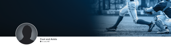 Silhouette of a professional headshot for Dr. Nadaud (Foot and Ankle; St. Louis, MO) and a photograph of a baseball player representing foot and ankle specialty.