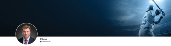 Professional headshot of Dr. Schickendantz (Elbow; Cleveland, OH) and a photograph of a baseball player representing elbow specialty.