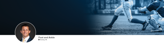 Professional headshot of Dr. Aynardi (Foot and Ankle; Hershey, PA) and a photograph of a baseball player representing foot and ankle specialty.