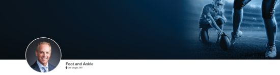 Professional headshot of Dr. Watson (Foot and Ankle; Las Vegas, NV ) and a photograph of a football kicker to represent foot and ankle specialty.