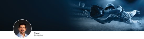 Professional headshot of Dr. Reinares (Elbow; Santiago, Chile) and a photograph of a baseball player representing elbow specialty.