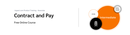 PXA course thumbnail for a free course on creating affiliate contracts and optimizing payout schedules using impact.com