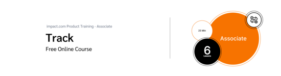 PXA course thumbnail for a free course on creating tracking links, analyzing reports, and actioning inquiries using impact.com