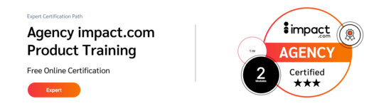 PXA’s certification badge for courses on using impact.com’s agency marketing software to manage affiliate programs