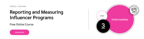 PXA course thumbnail for a free course on how to measure influencer campaign success, covering reporting, and tracking