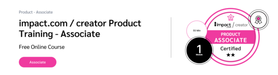 PXA's certification badge for free courses on impact.com's influencer marketing software for creators