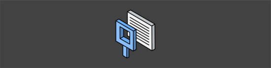 simple three dimensional illustration of a magnifying glass and paper