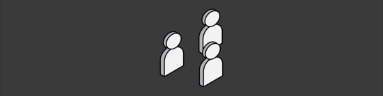 simple three-dimensional icon of three people