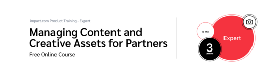 PXA FREE course with a red-outlined circle and a camera icon, representing content and creative assets. Labeled “Expert,” includes 3 lessons and takes 15 minutes to complete