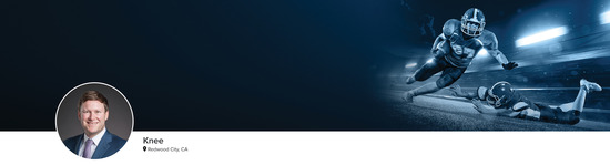 Professional headshot of Dr. Seth L. Sherman (Knee; Redwood City, CA) and a photograph of two football players to represent the Knee specialty.