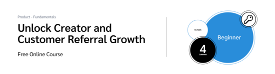 PXA FREE course with a blue-outlined circle and a key icon, indicating unlocking Creator and Advocate growth. Labeled ‘Beginner,’ it includes 4 lessons and takes 15 minutes to complete