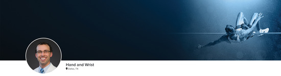 Professional headshot of Dr. Daniel M. Koehler (Hand and Wrist; Dallas, TX) and a photograph of a high jump athlete to represent the Hand and Wrist specialty.