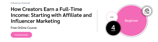 PXA course thumbnail for a free course on becoming an influencer and exploring performance-based compensation