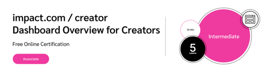 PXA course thumbnail for a free course on navigating impact.com Creator's platform for influencer marketing