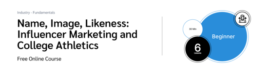 PXA course thumbnail for a free course on building your brand as a college athlete, exploring influencer opportunities, and creating long-term partnerships