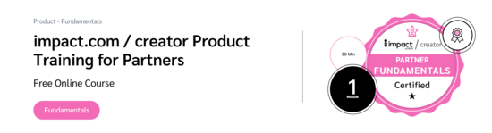 PXA's certification badge for free courses on impact.com Creator's influencer marketing platform