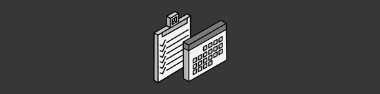 isometric illustration of a checklist and calendar