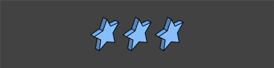 isometric illustration of three stars