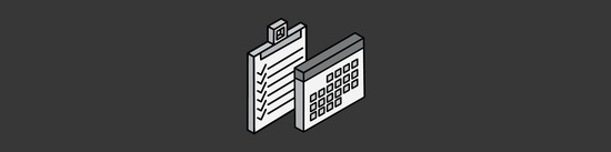 isometric illustration of a checklist and calendar