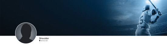 Silhouette of a professional headshot for Dr. Benjamin W. Sears (Shoulder; Denver, CO) and a photograph of a baseball player to represent the Shoulder specialty.