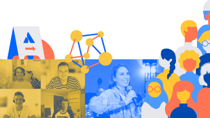 A collage of people and community-related images.